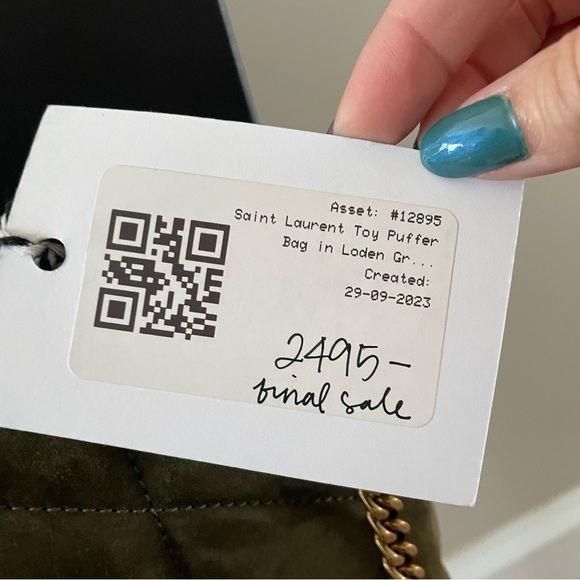 Yves Saint Laurent Toy Puffer Handbag Loden Green Suede BRAND NEW with Box - Picture 6 of 14